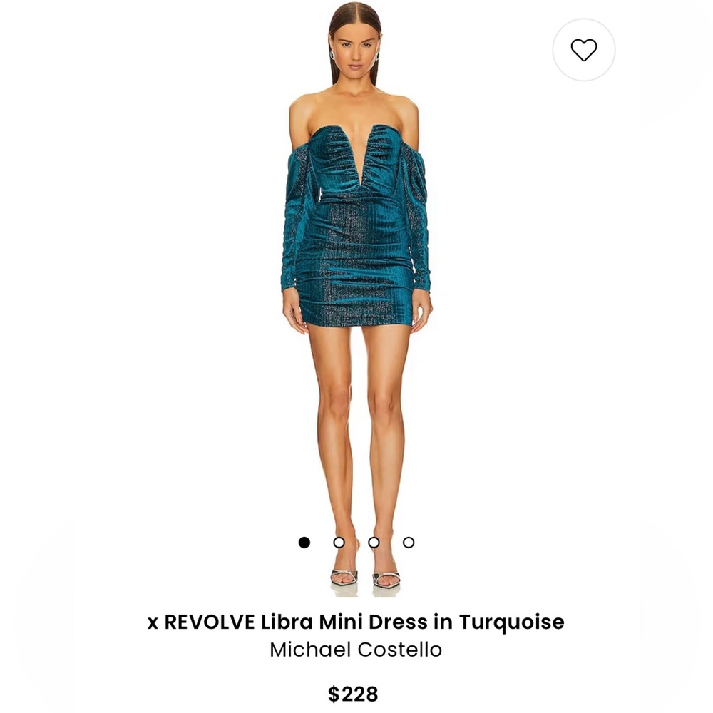 Revolve Libra Mini Dress in Turquoise Michael Costello